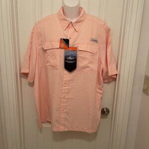 NWT Habit Men's UPF 40+ Shoal Isle Short Sleeve Vented Fishing Shirt Sz XL Peach